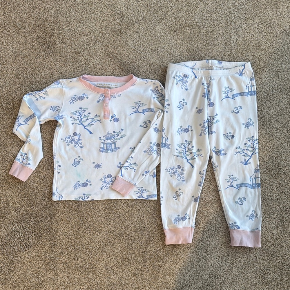 Beaufort Bonnet Girls Pajamas Set - Pink and Blue Size 7